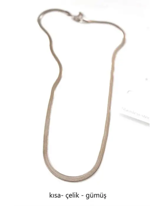 IEG - Kısa İtalyan Çelik Kolye-45 Cm - Gümüş