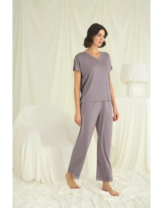 ieg™ Kısa Kollu V Yakalı Dantelli Pijama Takımı