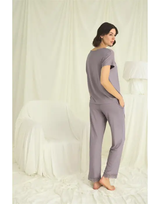 ieg™ Kısa Kollu V Yakalı Dantelli Pijama Takımı