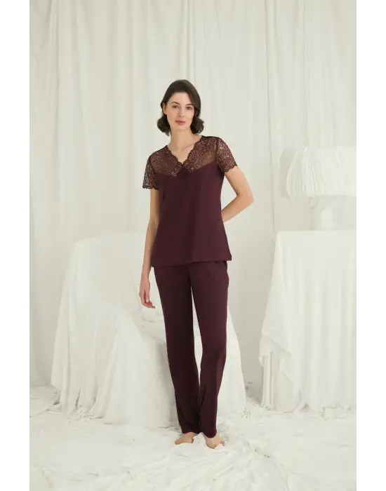 ieg™ Kısa Kollu ve Dantelli V Yaka Pijama Takımı