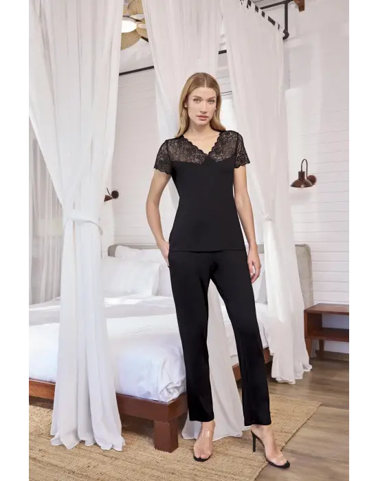 ieg™ Kısa Kollu ve Dantelli V Yaka Pijama Takımı