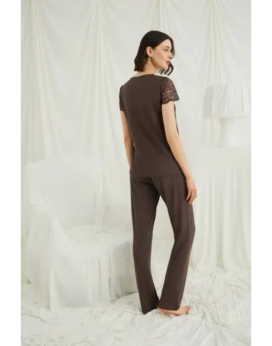 ieg™ Kısa Kollu ve Dantelli V Yaka Pijama Takımı