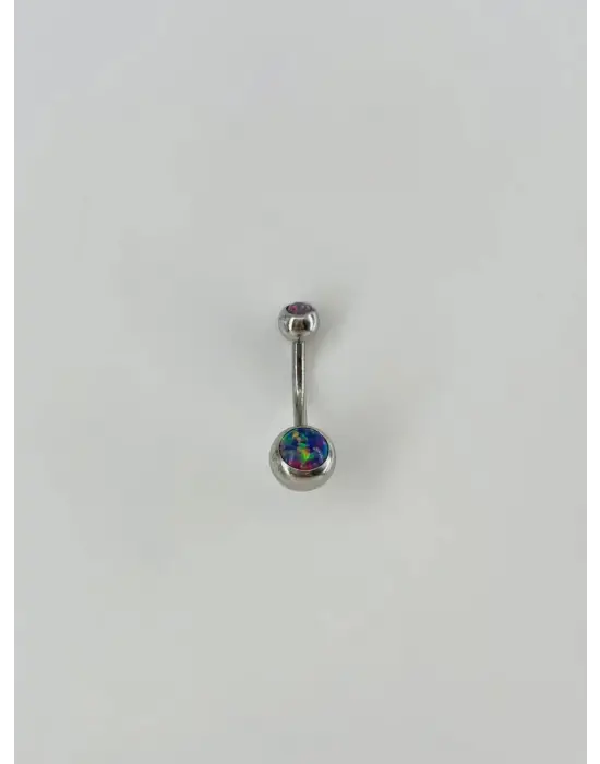 IEG - Koyu Hologram Taş Detaylı Göbek Piercing
