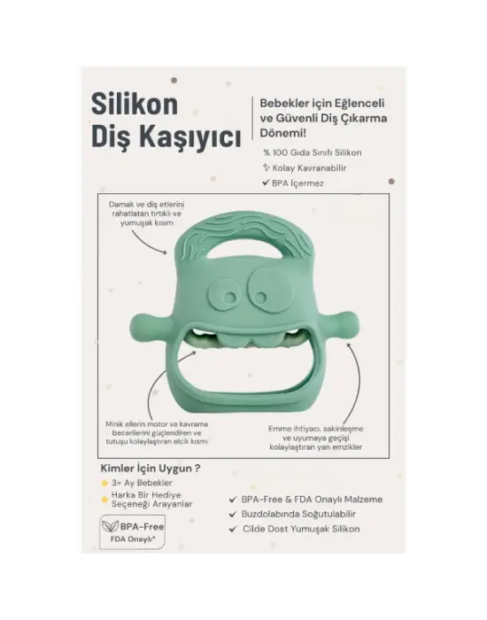 Koyu Yeşil Bebek Silikon Diş Kaşıyıcı