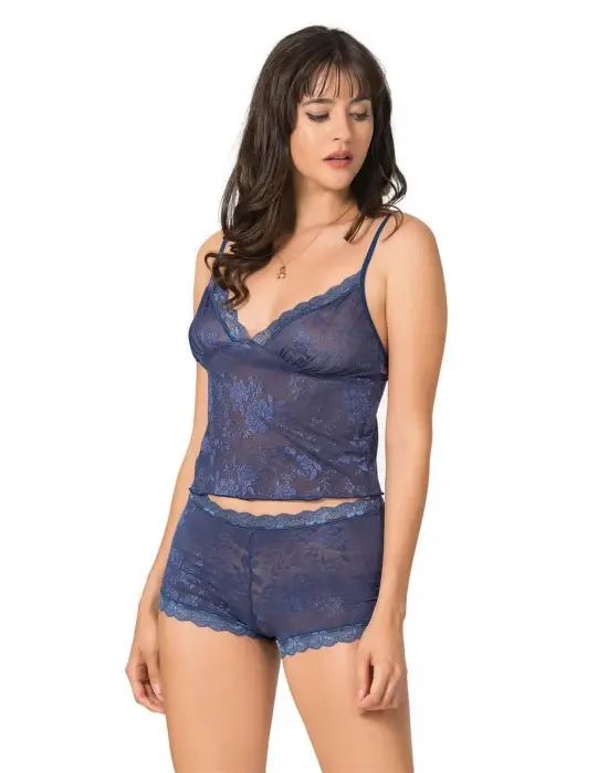 ieg™ Lacivert Jakarlı Babydoll Şort Takımı