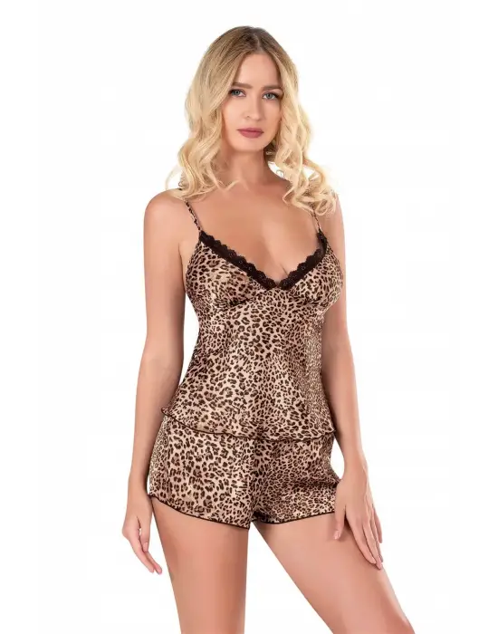 ieg™ Leopar Saten Babydoll Şort Takımı