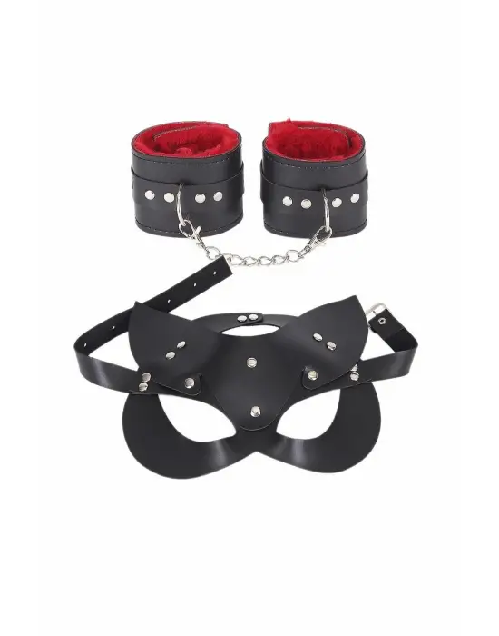 ieg™ Maske Ve Kelepçe Deri Harness Fantezi Set
