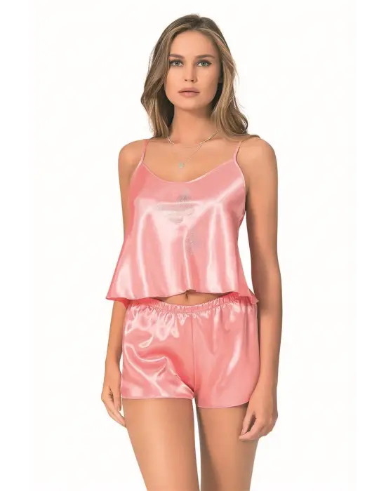 ieg™ Mercan Saten Babydoll Şort Takımı