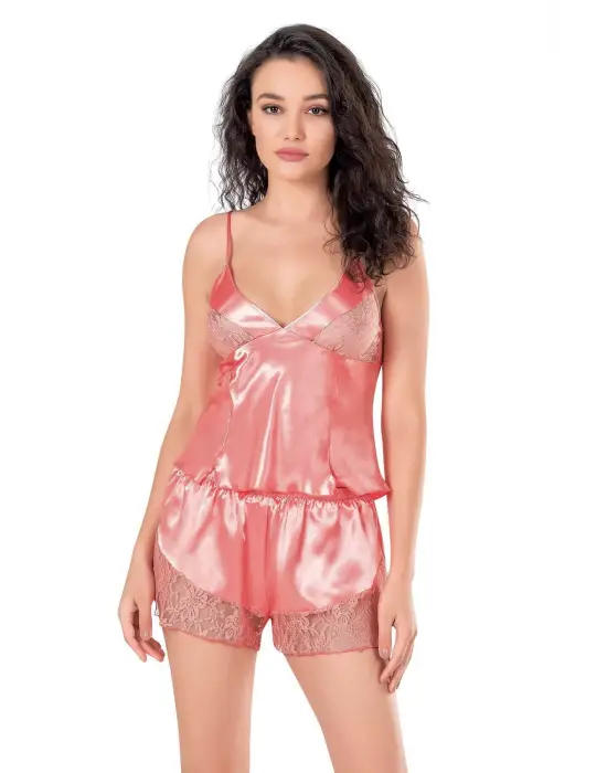 ieg™ Mercan Saten Babydoll Şort Takımı
