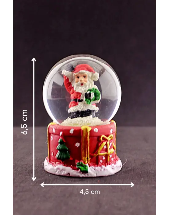 Merry Christmas El Sallayan Noel Baba Temalı  Mini Boy Işıklı Kar Küresi 6,5 cm 1