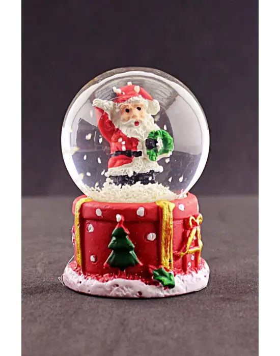 Merry Christmas El Sallayan Noel Baba Temalı  Mini Boy Işıklı Kar Küresi 6,5 cm 1