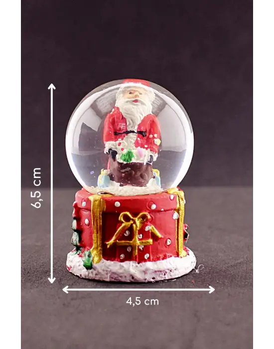 Merry Christmas Hediye Torbalı Noel Baba Temalı  Mini Boy Işıklı Kar Küresi 6,5 cm 1