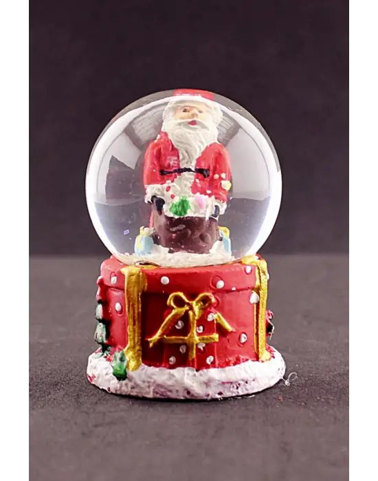 Merry Christmas Hediye Torbalı Noel Baba Temalı  Mini Boy Işıklı Kar Küresi 6,5 cm 1