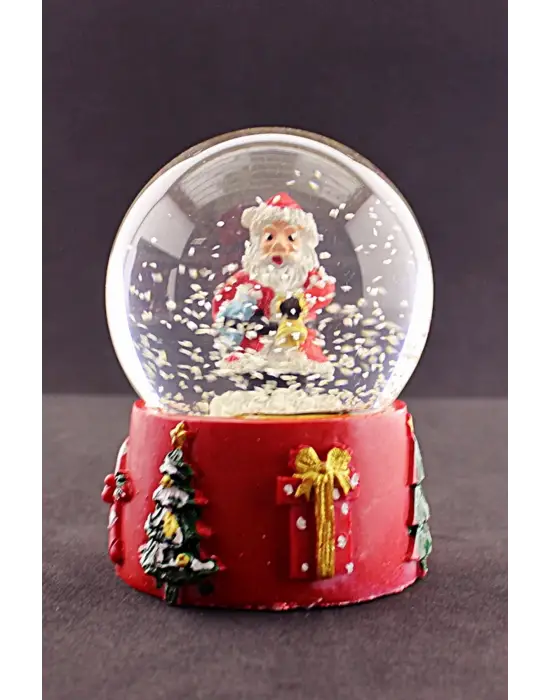Merry Christmas Noel Baba Tasarımlı 9 cm Orta Boy Işıklı Kar Küresi 1B