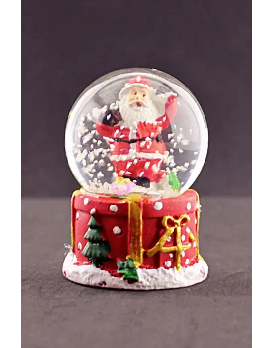 Merry Christmas Sevimli Noel Baba Temalı  Mini Boy Işıklı Kar Küresi 6,5 cm 1