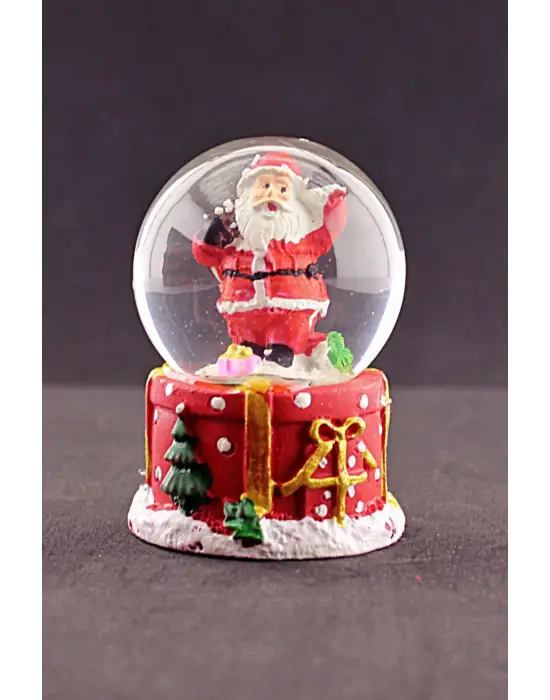Merry Christmas Sevimli Noel Baba Temalı  Mini Boy Işıklı Kar Küresi 6,5 cm 1