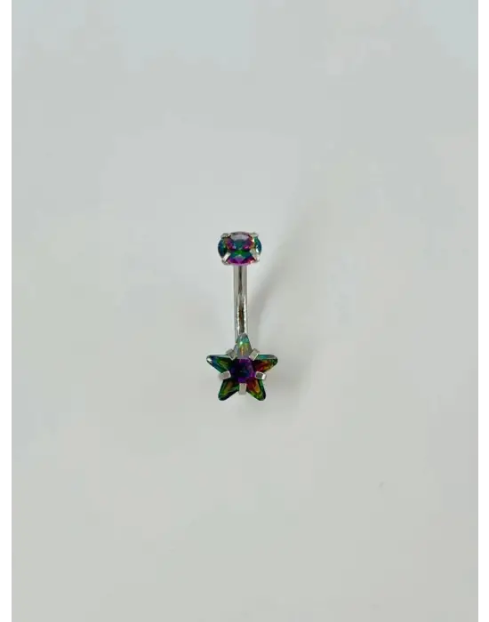 IEG - Mistik Topaz Taşlı Yıldız Detaylı Göbek Piercing