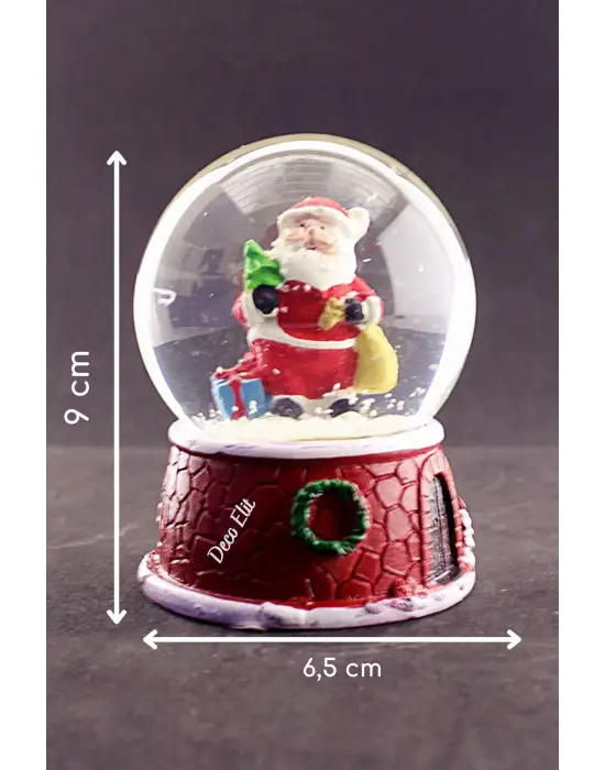 Noel Baba ve Hediyeleri Temalı Orta Boy Işıklı Kar Küresi 9 cm