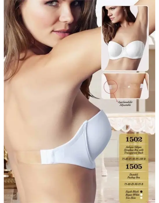 ieg™ Nurteks 1505 Straplez Sırt Şeffaf Sütyen