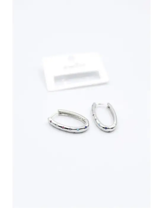IEG - Oval Taşlı Küpe - Gümüş