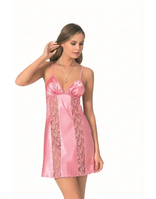 ieg™ Pembe Kısa Saten Gecelik