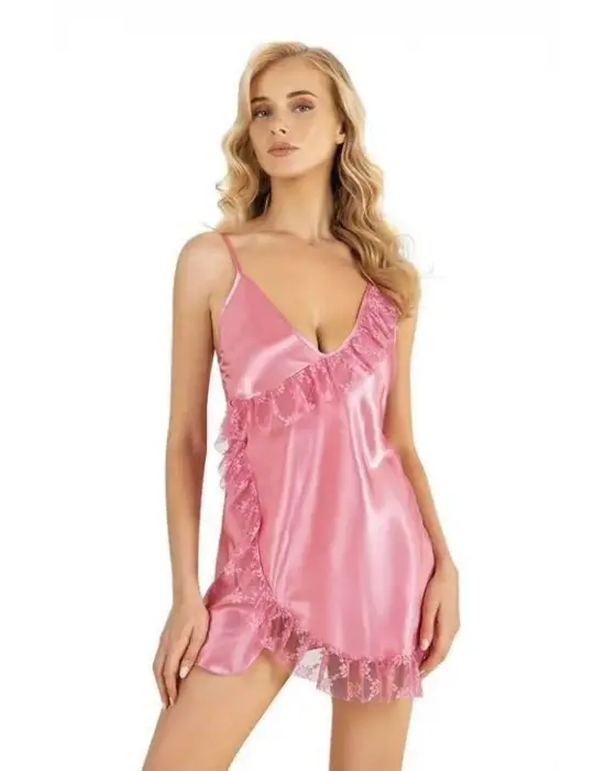 ieg™ Pembe Kısa Saten Gecelik 8229