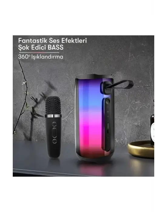ieg™  Pluse 5 Mikrofonlu RGB Kablosuz Hoparlör - Beyaz