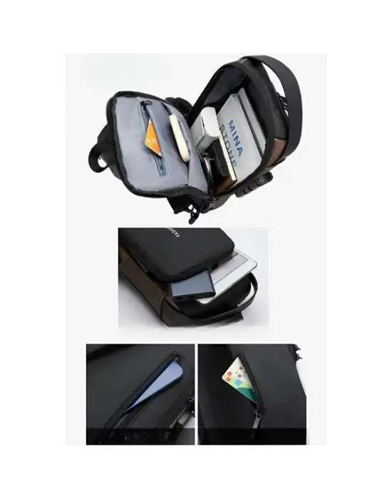 Powerbank Destekli Erkek Ön Göğüs Çantası