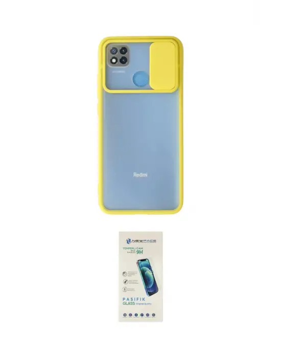 ieg™ Redmi 9C Kılıf Vadi Çizgi - Şeffaf Pasifik Cam Ekran Koruyucu