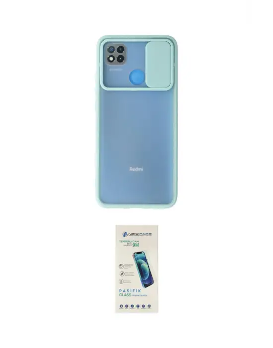 ieg™ Redmi 9C Kılıf Vadi Çizgi - Şeffaf Pasifik Cam Ekran Koruyucu