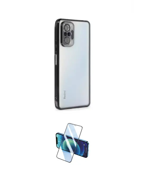 ieg™ Redmi Note 10 Pro Kılıf Vadi Minimal - Siyah 3D Antistatik Cam Ekran Koruyucu