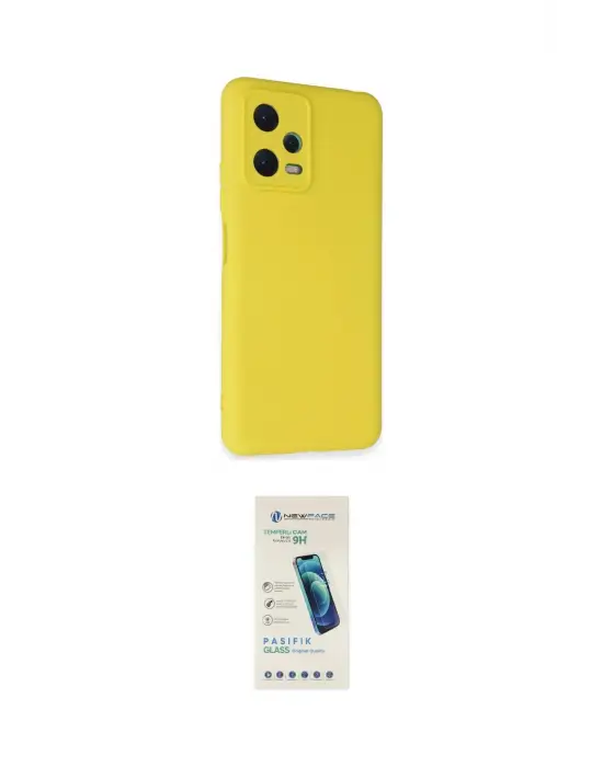 ieg™ Redmi Note 12 5G Kılıf Ahenk Serisi - Şeffaf Pasifik Cam Ekran Koruyucu