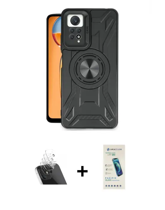 ieg™ Redmi Note 12 Pro 4G Kılıf Nova Yansıma Prime - Şeffaf Pasifik Cam Ekran Koruyucu + Kamera Lens Koruma Cam - SF