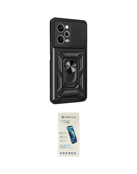 ieg™ Redmi Note 12 Pro 5G Kılıf Ahenk Klasik - Şeffaf Pasifik Cam Ekran Koruyucu