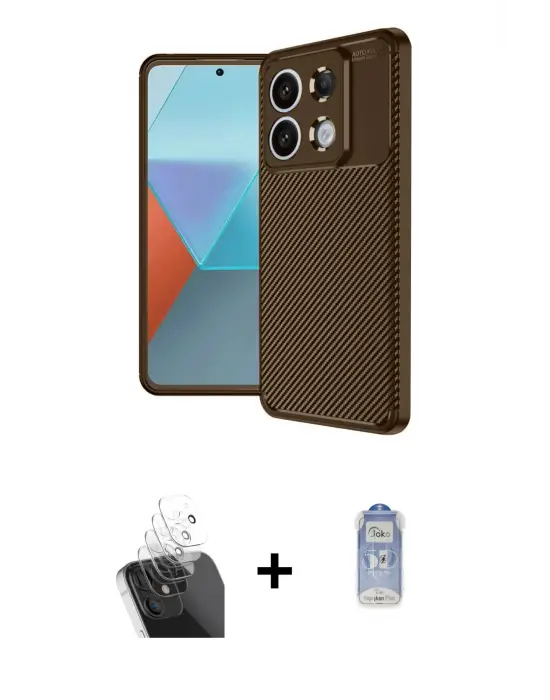 ieg™ Redmi Note 13 Pro 4G Kılıf Eksen Form Prime - Siyah Joko Magic 5D Cam + Kamera Lens Koruma Cam - SF