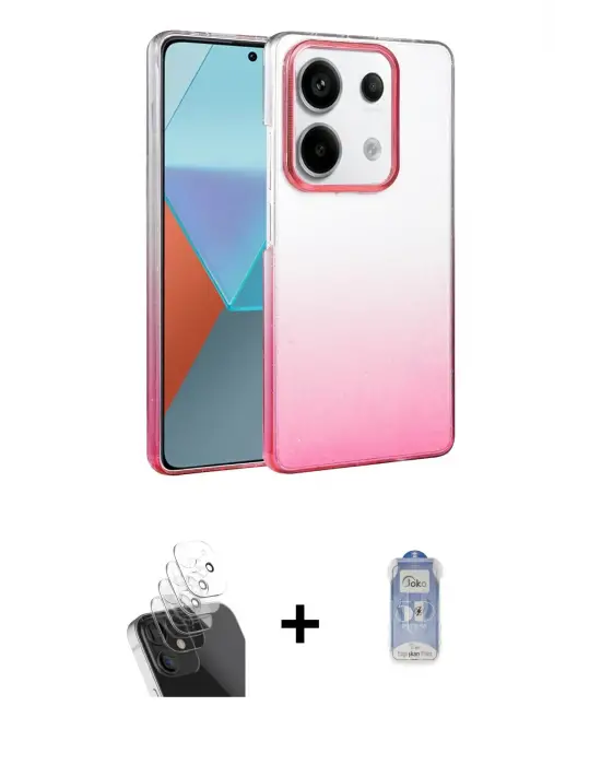 ieg™ Redmi Note 13 Pro 4G Kılıf Kıvılcım Minimal Özel Seri - Siyah Joko Magic 5D Cam + Kamera Lens Koruma Cam - SF