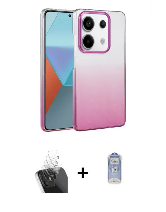 ieg™ Redmi Note 13 Pro 4G Kılıf Kıvılcım Minimal Özel Seri - Siyah Joko Magic 5D Cam + Kamera Lens Koruma Cam - SF