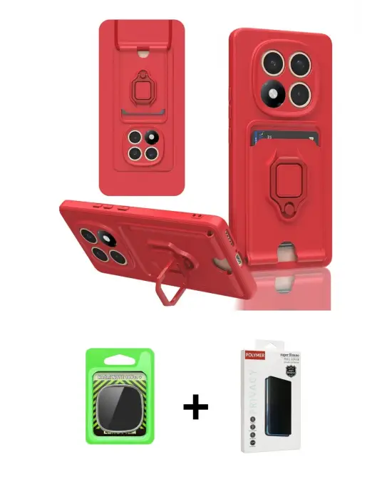 ieg™ Redmi Note 14 Pro Plus Kılıf Vadi Form Prime - Siyah Hayalet Polymer Nano Ekran Koruyucu + Raze Metal Kamera Lens - GS