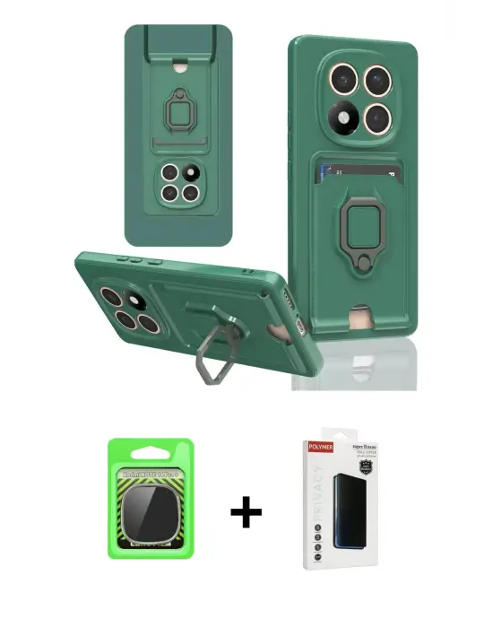ieg™ Redmi Note 14 Pro Plus Kılıf Vadi Form Prime - Siyah Hayalet Polymer Nano Ekran Koruyucu + Raze Metal Kamera Lens - GS