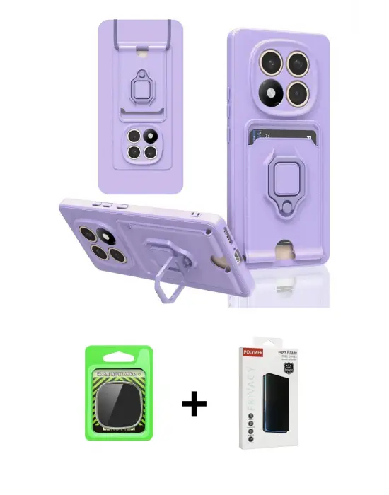 ieg™ Redmi Note 14 Pro Plus Kılıf Vadi Form Prime - Siyah Hayalet Polymer Nano Ekran Koruyucu + Raze Metal Kamera Lens - GS