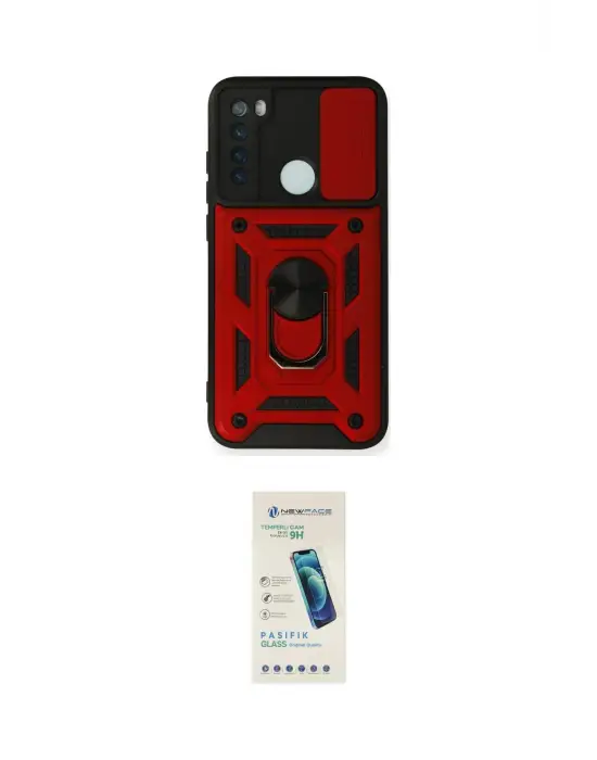 ieg™ Redmi Note 8 Kılıf Ahenk Klasik - Şeffaf Pasifik Cam Ekran Koruyucu