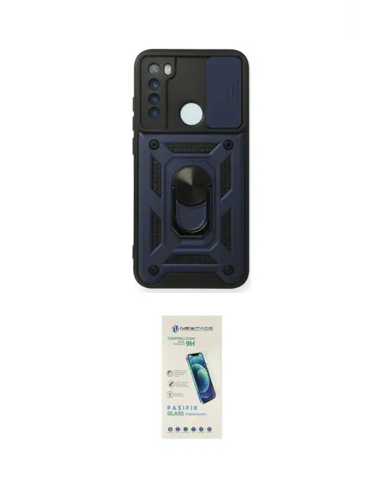 ieg™ Redmi Note 8 Kılıf Ahenk Klasik - Şeffaf Pasifik Cam Ekran Koruyucu