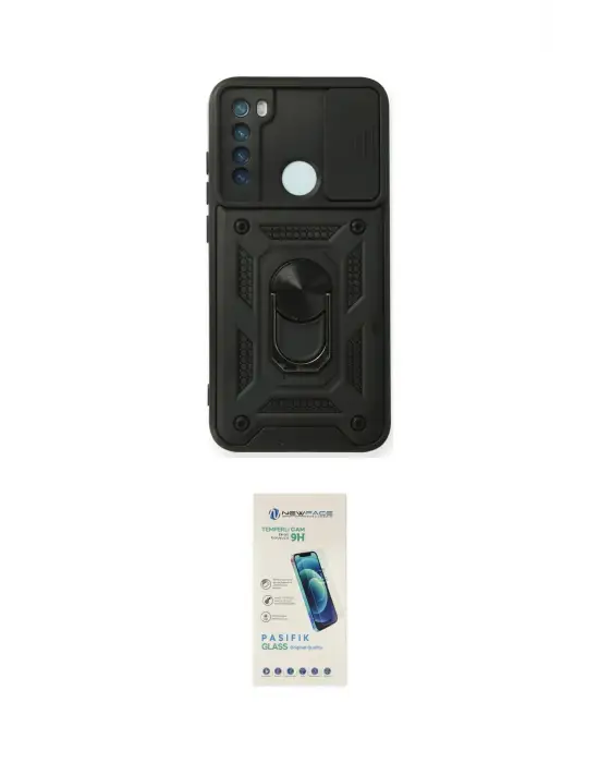 ieg™ Redmi Note 8 Kılıf Ahenk Klasik - Şeffaf Pasifik Cam Ekran Koruyucu