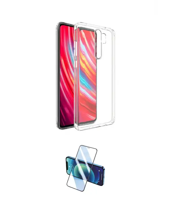 ieg™ Redmi Note 8 Pro Kılıf Zirve Doku - Siyah 3D Antistatik Cam Ekran Koruyucu