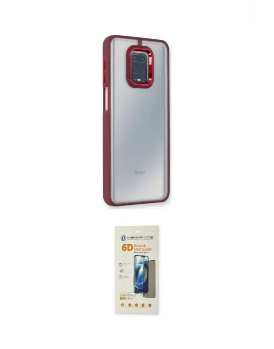 ieg™ Redmi Note 9 Pro Kılıf Eksen Doku Prime - Siyah 6D Mat Seramik Hayalet Nano Ekran Koruyucu