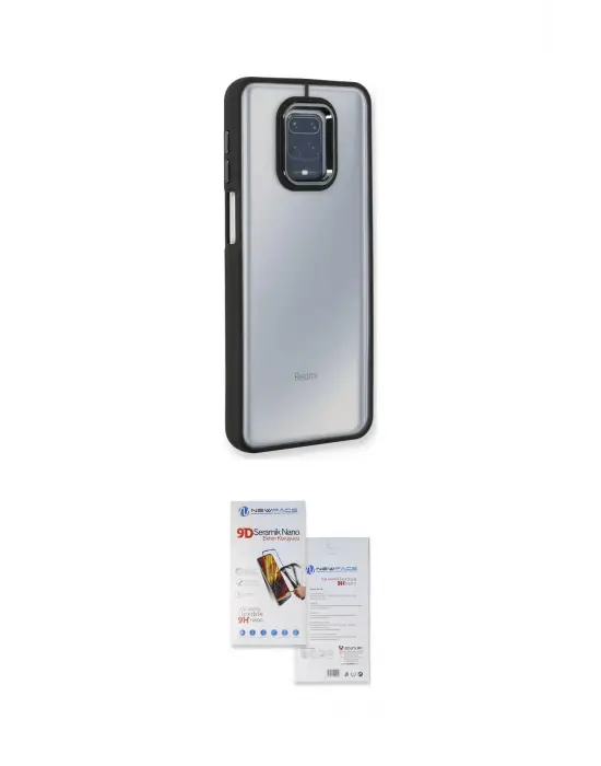 ieg™ Redmi Note 9 Pro Kılıf Eksen Doku Prime - Siyah Seramik Nano Ekran Koruyucu