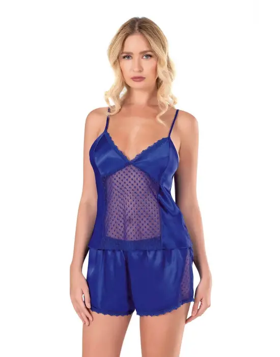 ieg™ Saks Saten Babydoll Şort Takımı