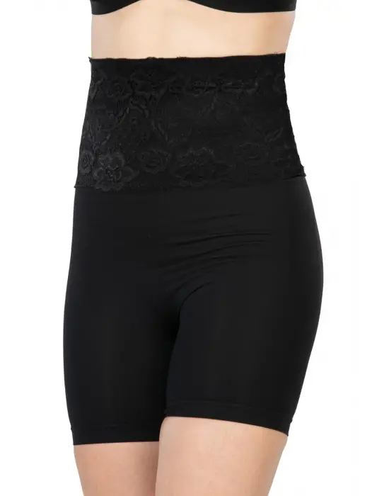 ieg™ Siyah MI  2091 Önü Dantelli Yüksek Bel Boxer Korse