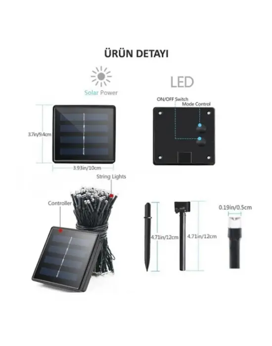 ieg™ Solar 100 Ledli 12 Metre Bahçe Aydınlatma
