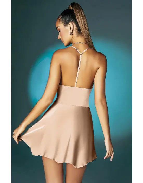 ieg™ Somon Askılı Degajeli Fantezi Mini Elbise